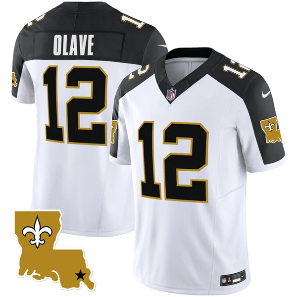 Men's New Orleans Saints #12 Chris Olave White Black 2023 F.U.S.E. 1987 Legacy Vapor Stitched Jersey